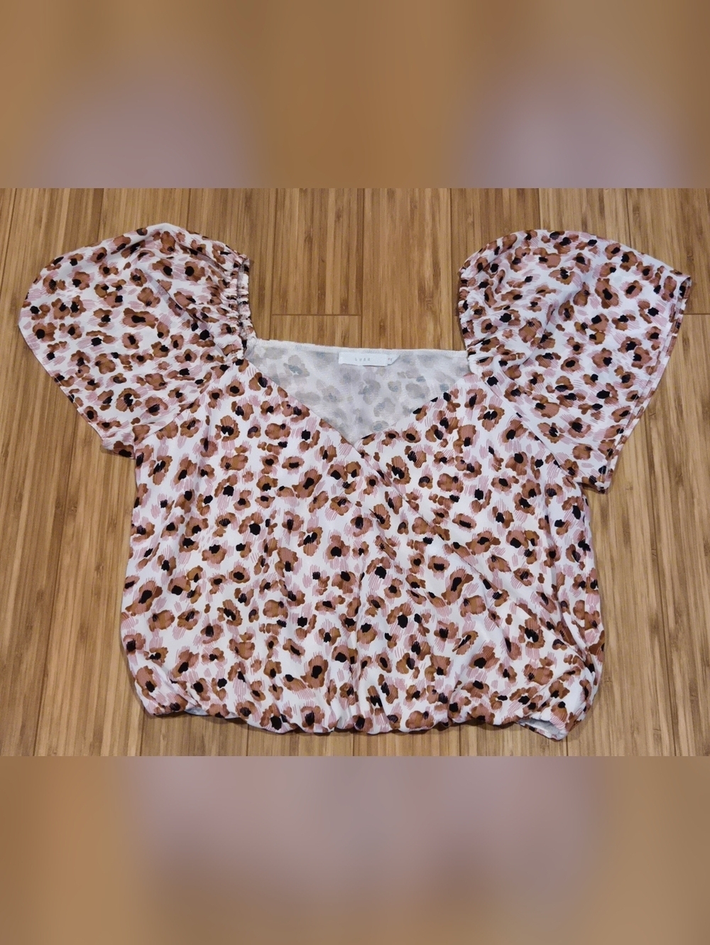 Lush Leopard Print Puff Sleeve Crop Top